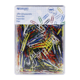 Lot de 1000 trombones multicolores Westcott 26 mm - Boîte pratique pour bureau et maison
