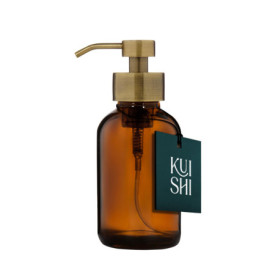 Distributeur de Savon Moussant en Verre Ambré avec Pompe Dorée - 500 ML