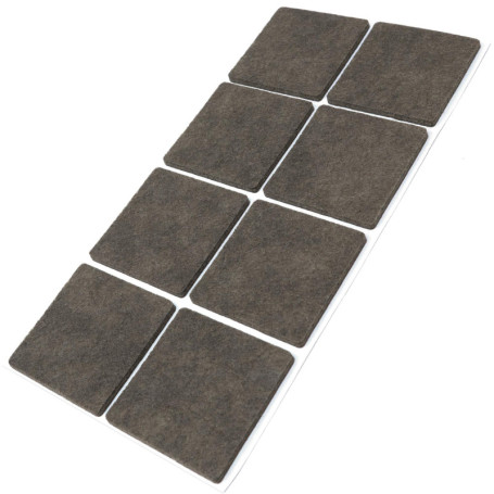 Patins en Feutre Auto-Adhésifs Bruns pour Meubles - 8 Pièces Carrées 50x50 mm