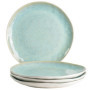 MÄSER Frozen - Lot de 4 Assiettes Plates en Céramique Turquoise au Look Vintage