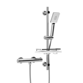 Colonne de Douche Chromée avec Robinet Thermostatique et Étagère - Görbach