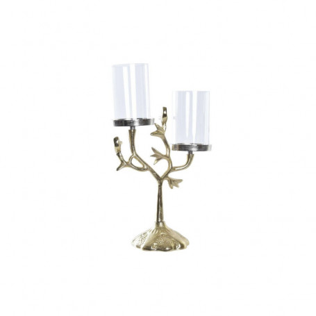 Pot à Bougie DKD Home Decor Verre Doré Aluminium Oiseaux (29 x 15 x 48 cm) 104,99 €