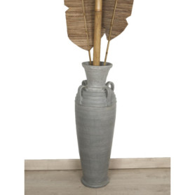 Vase en Terracotta avec Anses Grises - Élégance Multicolore