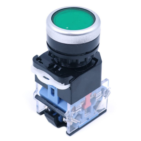 CENPEK Lot de 5 Interrupteurs Autobloquants 22 mm Vert - 10 A 1 NO 1 NC