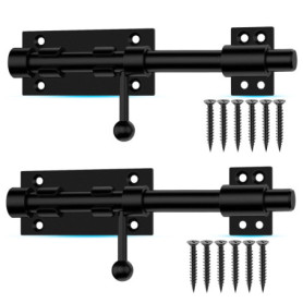 Lot de 2 loquets coulissants en acier noir pour portes et fenêtres