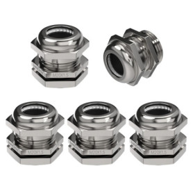 Set de 5 Presse-étoupes Métalliques M20 - IP68 - Laiton Nickelé