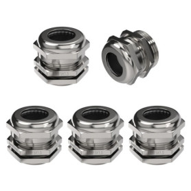 Set de 5 Presse-étoupes Métalliques M25 - IP68 - Laiton Nickelé