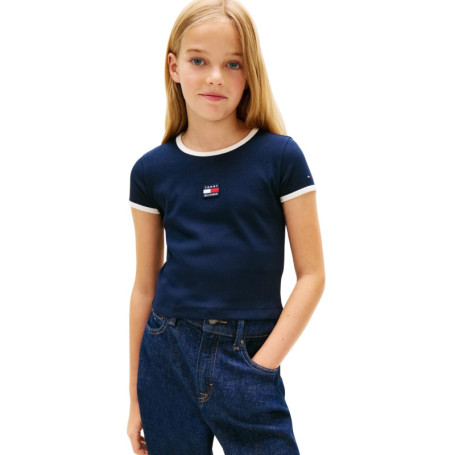 T-shirt Heritage Tommy Hilfiger pour Filles - Bleu Marine 10 Ans