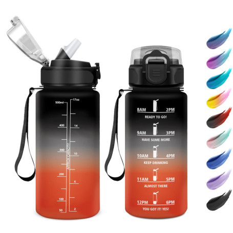 Bouteille d'eau KollyKolla 500ml pour Enfants avec Paille et Marqueur de Temps