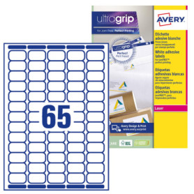 Étiquettes Avery L7651-25 pour Imprimantes Laser - 38.1 x 21.2 mm - Blanches
