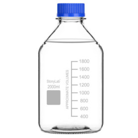 Bouteille de Stockage en Verre Borosilicate 2000 ml avec Bouchon à Vis GL45