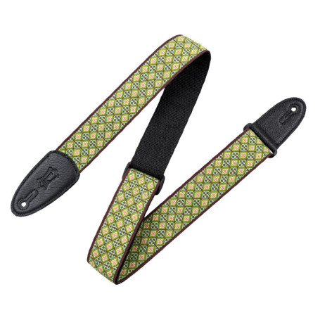 Sangle de guitare en tissu jacquard Hootenanny Levy's - Vert 5 cm