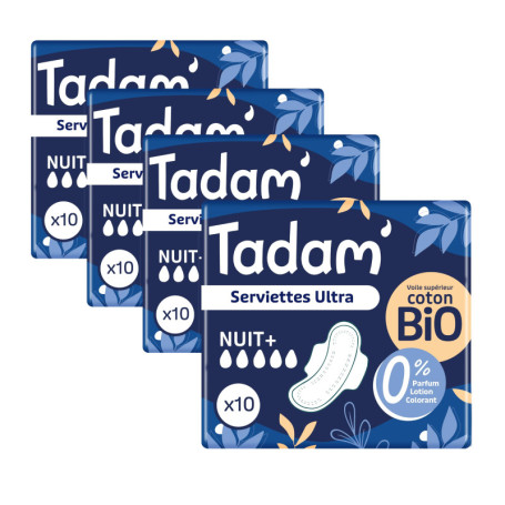 Serviettes Hygiéniques Ultra Fines TADAM - Confort Nocturne en Coton Bio