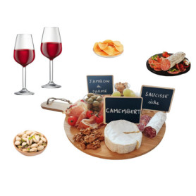 Plateau à Fromages en Bambou avec Ardoises et Craie - Idéal pour Apéritifs