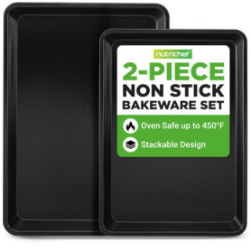 Nutrichef Lot de 2 Plaques à Biscuits Antiadhésives en Acier au Carbone