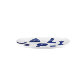 Plat de Service Ovale en Porcelaine Blanche Alessi Itsumo avec Décor Samiro Yunoki