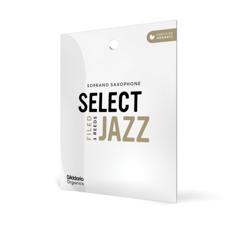 Anches D'Addario Organic Select Jazz pour Saxophone Soprano - Force 2 Soft (Pack de 3)