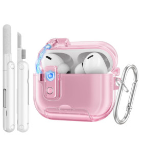Coque Rose Transparente pour AirPods Pro 3 avec Verrouillage Sécurisé