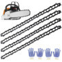 Lot de 4 chaînes de tronçonneuse Nizirioo avec gants - 35 cm