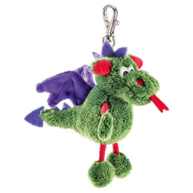 Porte-clés en peluche dragon vert - Schaffer Knuddel mich!