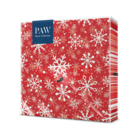 Serviettes en Papier Noël - 20 Unités 33x33 cm - Motifs Flocons de Neige Rouge