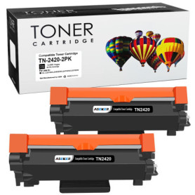 Pack de 2 Cartouches de Toner Noir Compatible TN-2420 pour Imprimantes Brother