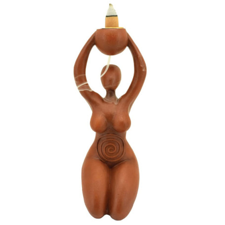 Brûleur d'Encens Spiral Goddess Tribute en Résine Marron - 18 cm
