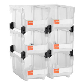 Lot de 6 Bacs de Rangement Empilables VEVOR - Transparent, 37,7 x 21,5 x 18 cm