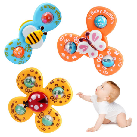 Lot de 3 Jouets Tournants à Ventouse pour Bébé - Stimulez la Coordination