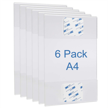 Lot de 6 Supports Muraux Acryliques Adhésifs pour Affiches