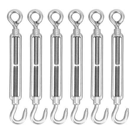 QWORK Tendeur de Câble M8 en Acier Inoxydable - Lot de 6 avec Crochets et Œillets