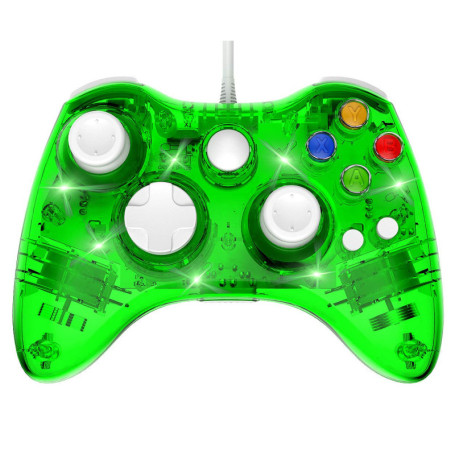 Manette Filaire Ergonomique PAWHITS pour Xbox 360 - Vert avec Double Vibration