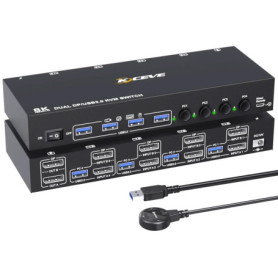 Commutateur KVM DP 4 Ordinateurs 2 Moniteurs - KCEVE USB 3.0 4K