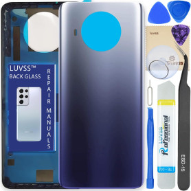 LUVSS Vitre Arrière pour Xiaomi Mi 10T Lite Bleu Coque Cache Batterie, Adhésifs, Kit Outils, Guide De Réparation