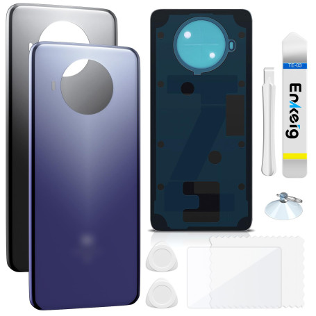 Enkeig Vitre arrière Remplacement pour Xiaomi Mi 10T Lite Couvercle Batterie avec Kit Réparation (Bleu)