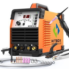 HITBOX Poste à souder TIG 6 en 1 AC/DC, 200 A, fonction pulsée, technologie onduleur IGBT, contrôle numérique 2T/4T, nouvelle ve