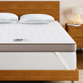 BedStory Surmatelas 140 x 190 à Mémoire de Forme de 7,5CM Surmatelas Réversible Mousse avec Gel Plus Respirant, avec Design Anti