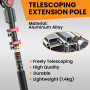 Perche Télescopique pour Sécateur électrique, 2.2 M Telescopic Extension Pole pour Mini tronçonneuse, convient aux batteries ave