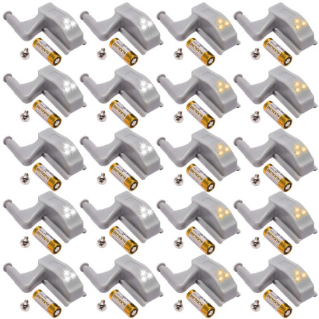 Lot de 20 charnières LED avec capteur pour armoires et penderies