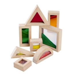 Eichhorn Lot de 8 Blocs de Construction en Bois avec Fenêtres Sensorielles