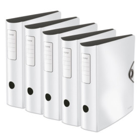 Classeur Leitz Active Solid - Lot de 5 A4 avec fermeture élastique - Blanc