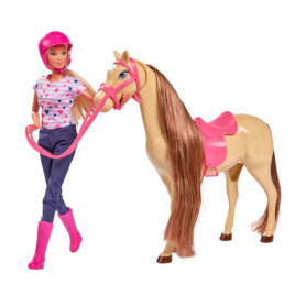 Poupée Steffi Love en Tenue d'Équitation avec Cheval Rose