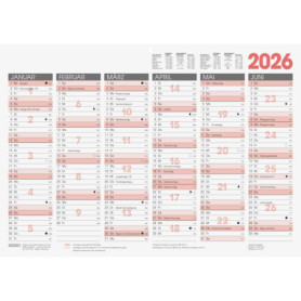 Calendrier mural 2026 A3 paysage BRUNNEN avec vacances allemandes
