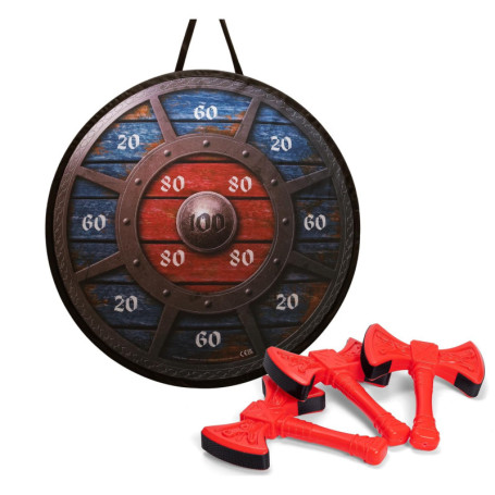 Jeu de Fléchettes Viking Simba avec Haches Colorées et Cible en Tissu