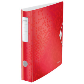 Classeur à Levier Leitz WOW A4 Rouge - Capacité 350 Feuilles avec Mécanisme 180°
