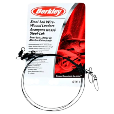 Bas de Ligne Berkley Mc Mahon Steelon 30 cm 20 LB - Câble Acier Noir