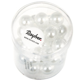 Perles en verre ciré Rayher - 10 mm, 35 pièces, blanc clair
