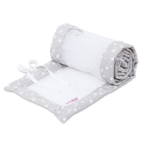 Tour de Lit Aéré en Maille pour Lit Babybay - Gris Perle avec Étoiles