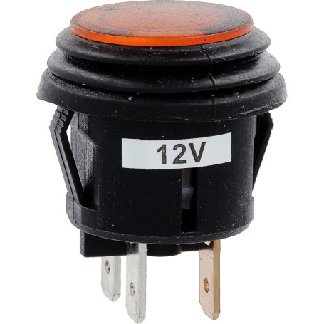 Interrupteur Électrique Poussoir Étanche Jaune - 20 mm - 12 V - 20 A