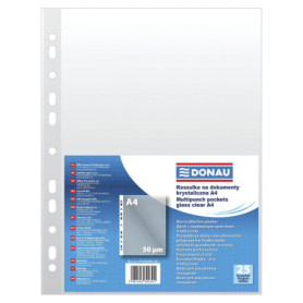 Pochettes Perforées DONAU A4 Transparentes en PP - 25 Pièces